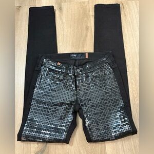 Women's Notify Sequined Front Black Skinny Jeans - Size 27 (Made in Italy)